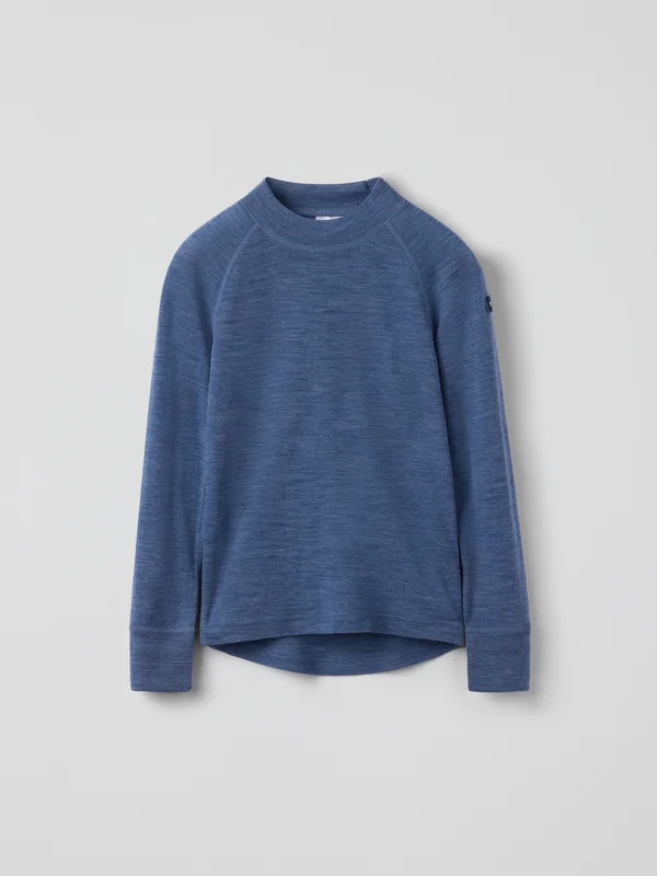 Polarn O. Pyret - Long-sleeve base layer top merino wool - blue - Storlek: 98 - 104 - Children's clothing 2-4 Years
