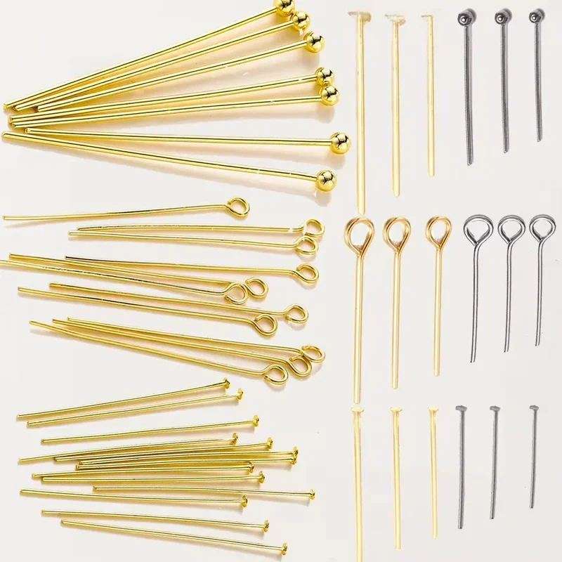 AliExpress - 100 pcs/lot 14 K 18 K plaqué or 16-50mm broches à tête sphérique bijoux à bricoler soi-même faisant des résultats en laiton métal tête 