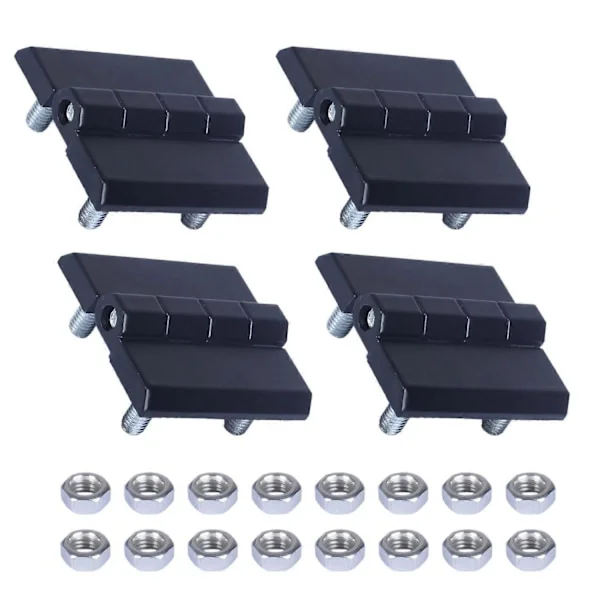 Heavy Duty Black Cabinet Flap Hinges 40x40mm Zinc Alloy with Bolt and Nuts, Set of 4