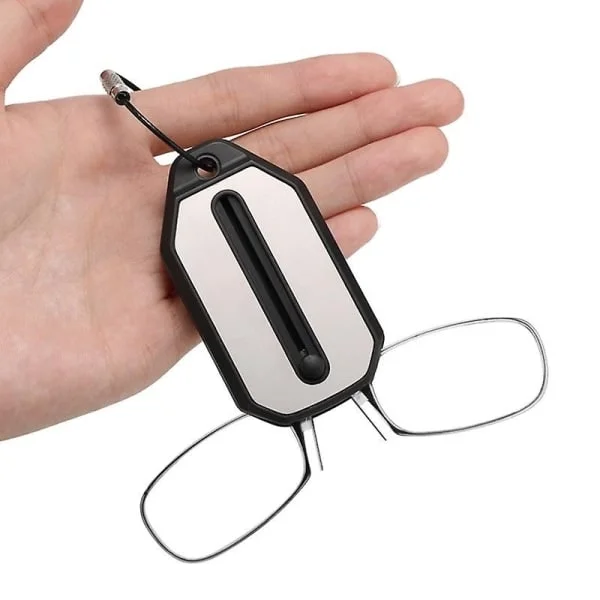 Komfortabel Nøglering Mini Næseklemme Læsebriller + Etui Thinoptics Styl Styrke