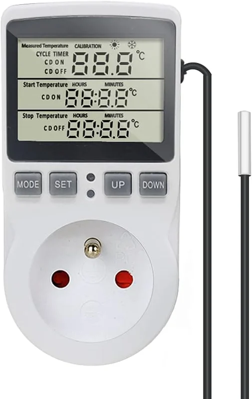 【HT】Digital termostat temperaturregulator stik 230V 16A med sensor varme køleskab termostat regulator til drivhus krybdyr terrarium