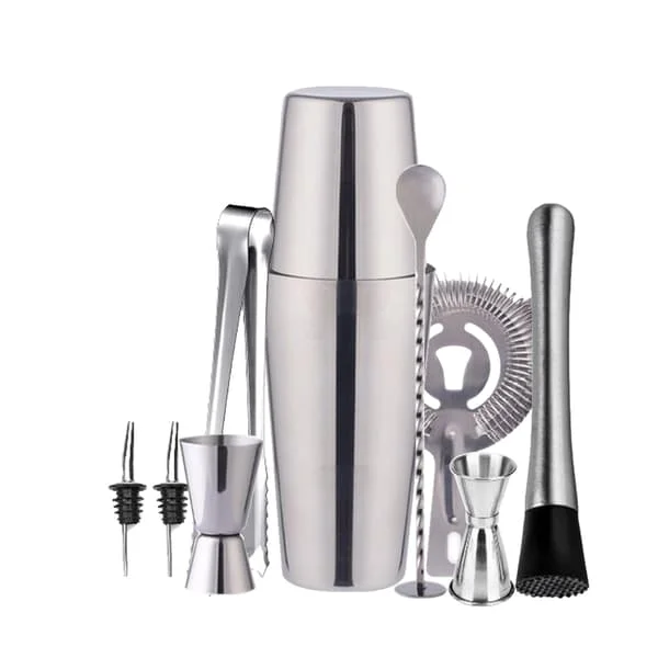 10-piece cocktail set, bar set, shaker 750 ml - Stainless Steel Silver