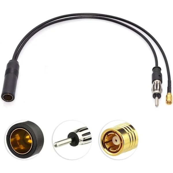 DAB splitter DAB antennekabel SMB antenne splitter Din hun til Din han + SMB kabel Bilradio RG174 30cm til AM/FM DAB+ Radio Pioneer
