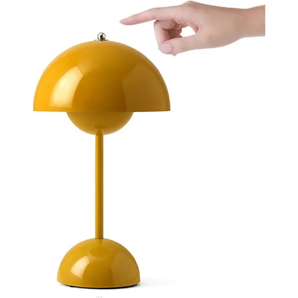 LED Svamplampa Bordslampa med Beröringsdimmer 3 Ljusstyrkelägen Retro Dekorativ Skrivbordslampa för Sovrum, Kontor och Restauranger (Gul)