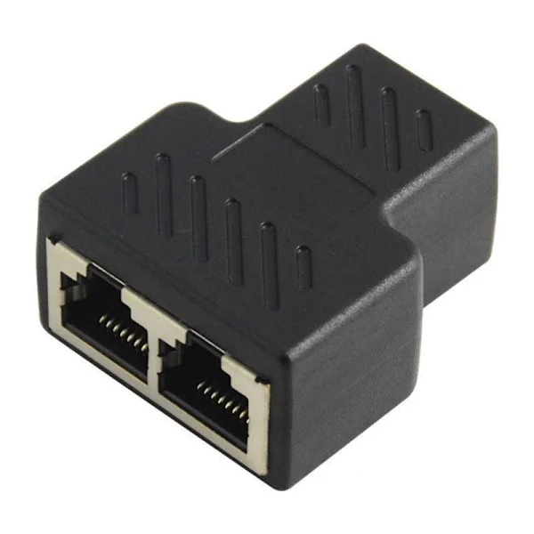 1 til 2 LAN Ethernet Nettverkskabel RJ45 Splitter Plugg Adapter Co Svart