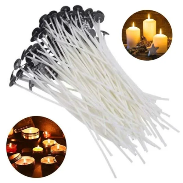 Vaxade Ljusvekar - 20cm Vekar för Stearinljus - 50-Pack
