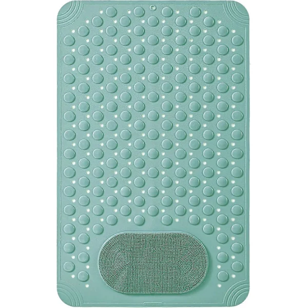 Dusjmatte Sklisikker Anti-Mugg 70x36cm Sklisikre Badematter for Inne i Badekar, Sterke Sugekopper & Komfort Fotmassasjeområde Myke Badematter