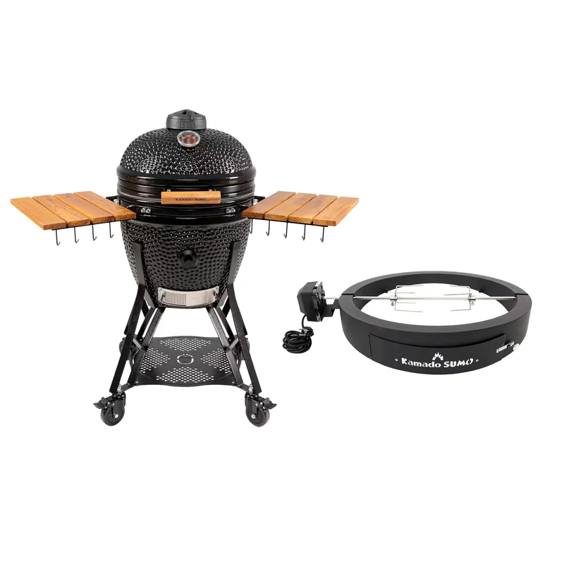 Kamado Sumo Large Gen 2 kamado-grill med Grillmesterens Rotisserie, sort | KitchenOne