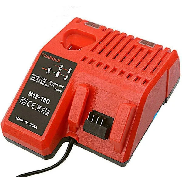 Erstatningsoplader til Milwaukee M18 M12 18V 220V batteri kompatibel med Milwaukee 12V 14V 18V M12 18C dobbeltoplader
