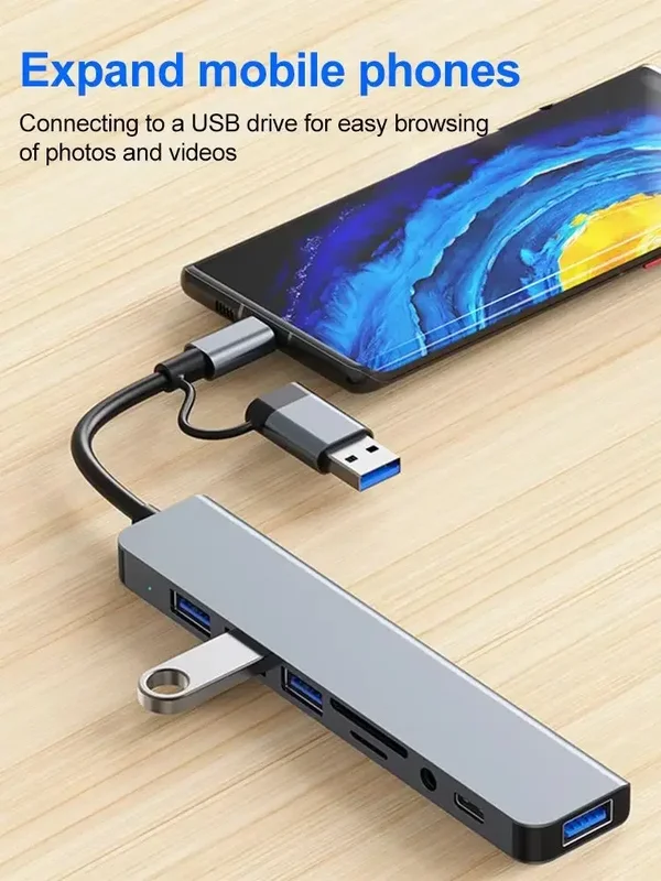 AliExpress - 5 Gbit/s USB 3.0 HUB USB C HUB USB C Dockingstation Hochgeschwindigkeits-Splitter Multiport-Adapter TF SD-Kartenleser für PC/Laptops/