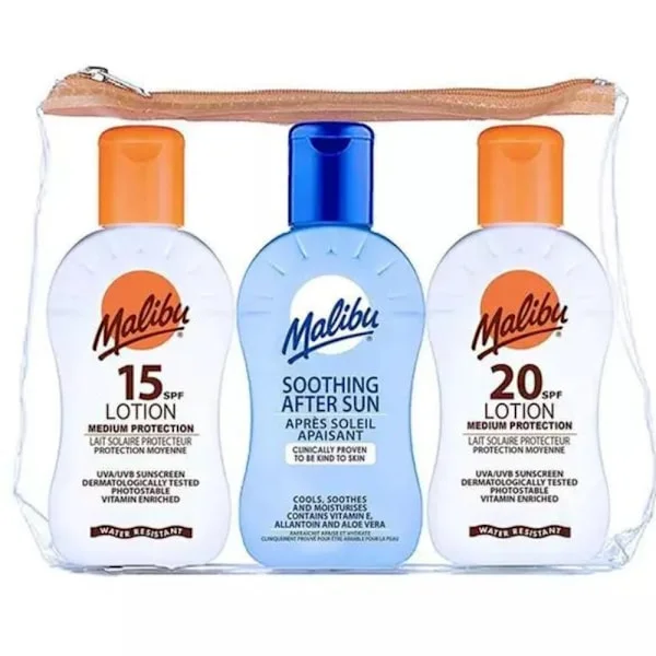 Malibu Travel Pack Sun Lotions Spf15 Spf20 + After Sun Lotion