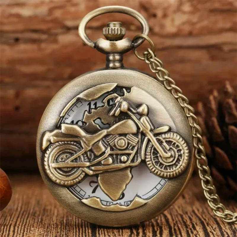 AliExpress - Montre de poche à Quartz pour moto, classique, Vintage, Bronze creux, avec collier, chaîne, pendentif de loisirs, cadeau, horloge pour 