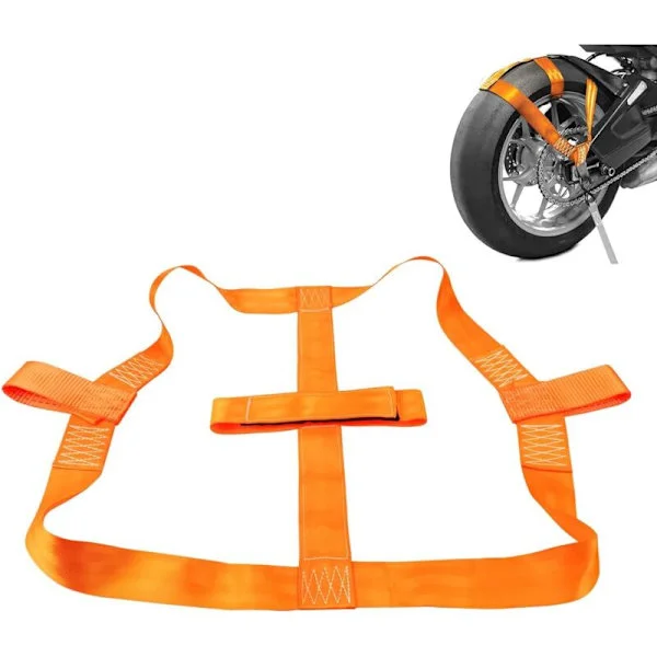 Motorsykkel bakre hjulstropp – Høyfast polyester – Maks last 1000 kg – Sikker feste til henger