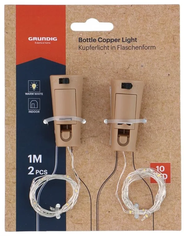 Grundig flaske lys LED 1 m 2-pk / LED flaske lys 10 LED / dekorative flaske lys batteridrevet