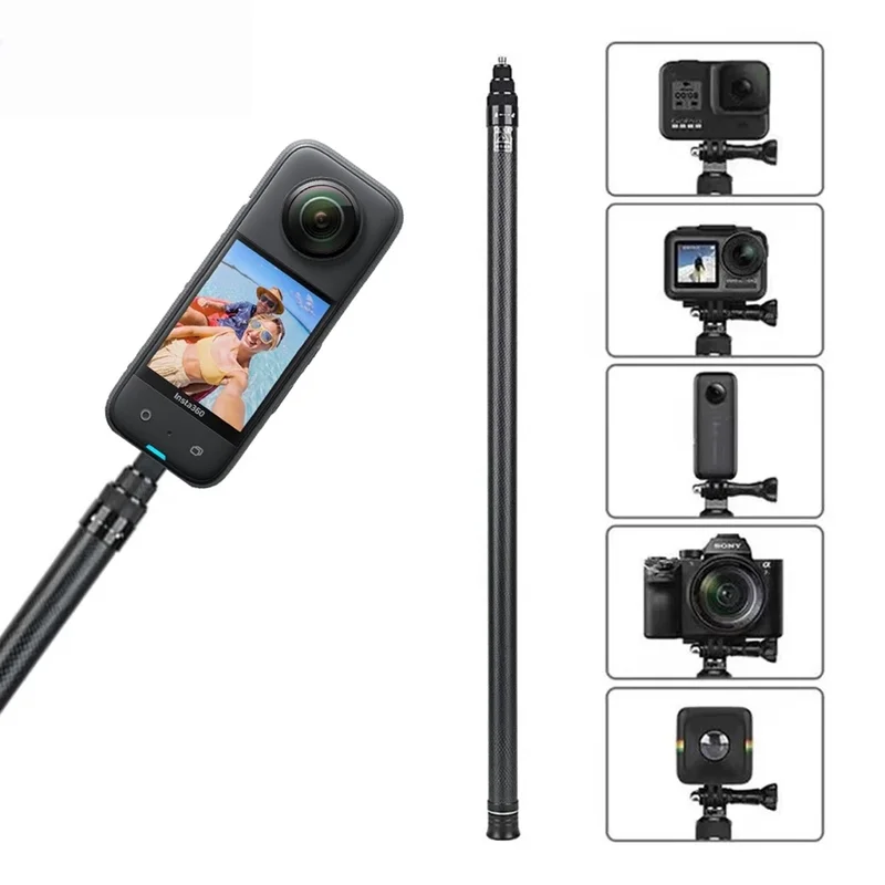 AliExpress - 3M Carbon Fiber Selfie Stick für Insta360 X 4/5/ONE/RS Aluminium Legierung Selfie Stick für GoPro Hero 11 10 9 8 DJI OSMO Action