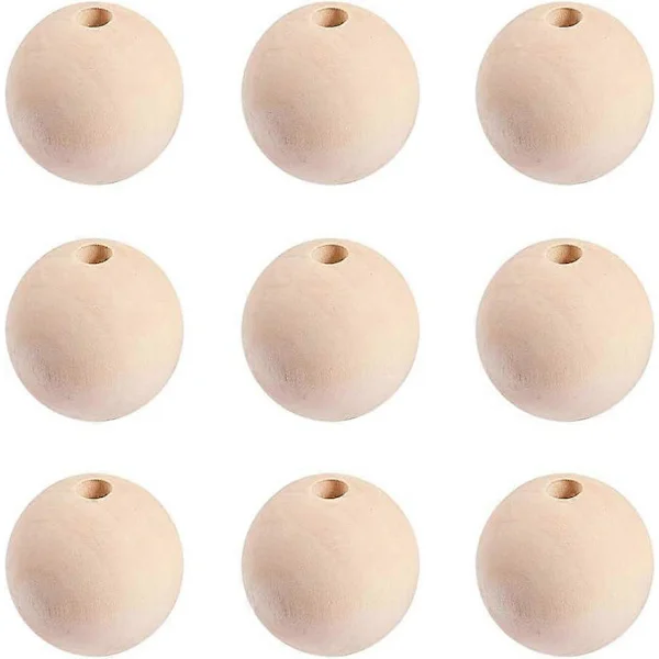 40mm puiset helmet 30 kpl, viimeistelemättömät suuret puiset helmet, luonnonpuiset pallot, löysät puiset helmet, puuvälihelmet