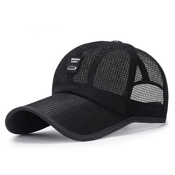 Sommer Mesh Baseballcaps for Menn Kvinner Trucker Cap Mesh Lue Baseballcaps Utendørs Sport Løpecaps Svart