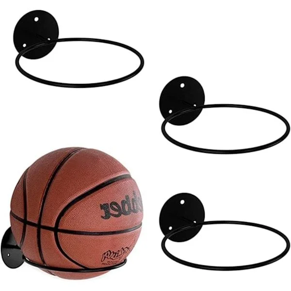 3 Pcs Football Holder, Wall Mounted Ball Holder Football Storage, Football Rack Ball Wall Storage Display Ball Storage Metal Ball Holder Stand...