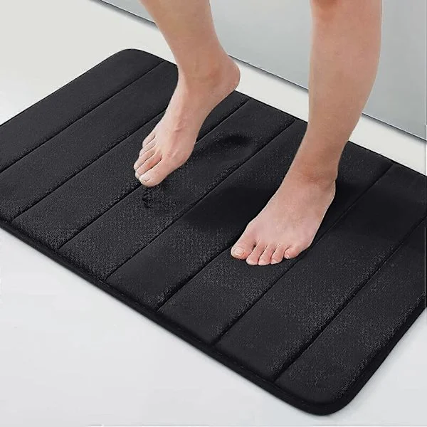 Memory Foam Bathroom Mat, 40 x 60 cm, Extra Soft Non-Slip, Super Absorbent Bathroom Rugs for Bathroom Floor, Machine Washable Drying Mat for Feet