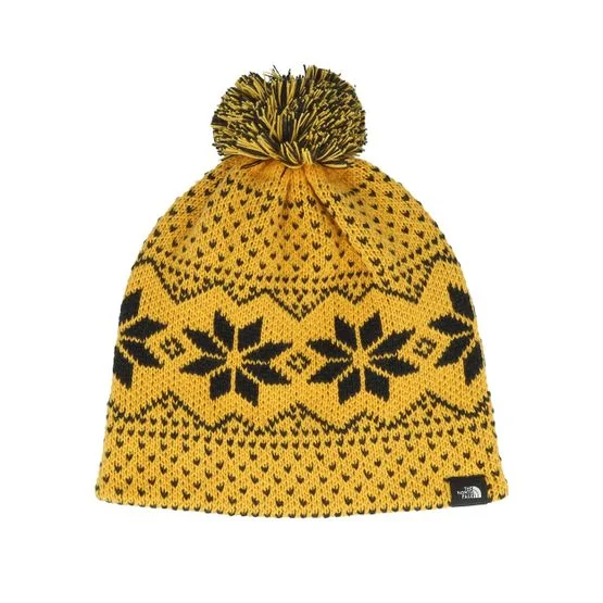 The North Face - Kids Cabin Ski Tuke Pom Pom Orange Beanie - @ Hatstore