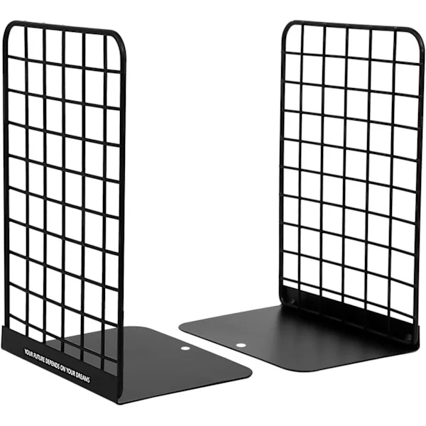 Metal Bookends, 1 Pair Modern Geometric Bookends, Large Heavy Duty Bookends for School