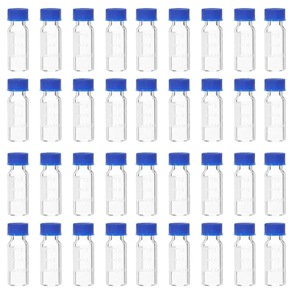 100 stk. Glassflasker Små Glasskrukker Prøveflasker Små Glassflasker Tomme Flasker med Lokk 2ml (med Skala)