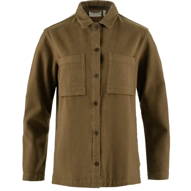 Fjällräven Women's Singi Flannel Overshirt in Wood Brown/Braun, Bio-Baumwolle | Size: Large