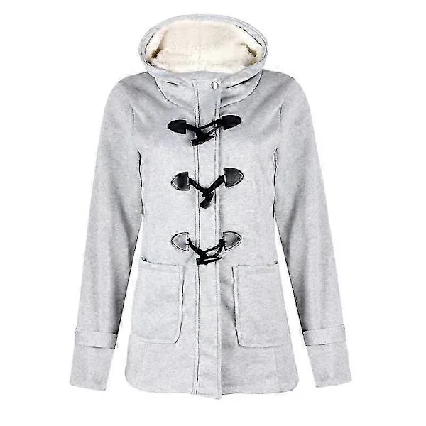 Women's Outerwear Winter Warm Hooded Coat Windproof Long Sleeve Thick Parka Light Grey