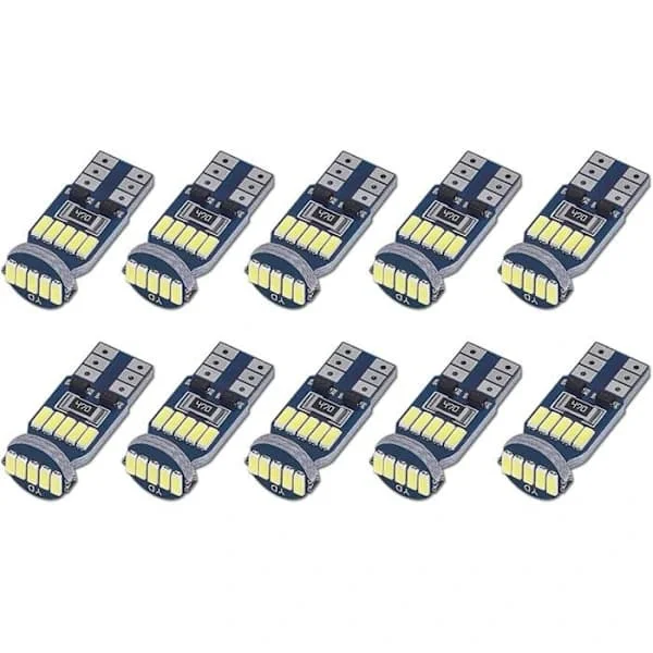 10-pack T10 W5W LED-lampor Canbus Fel-fri SMD 4014 Bil LED-lampor 194 168 2825 Vit 6000K, Parkeringsljus DC 12V