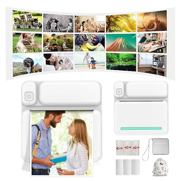 Termisk Portabel Bluetooth Skrivare 57mm Mini Trådlös POS Termisk Bild Fotoskrivare för Android IOS Mobiltelefon FLYE1984-C11 Blu Blu