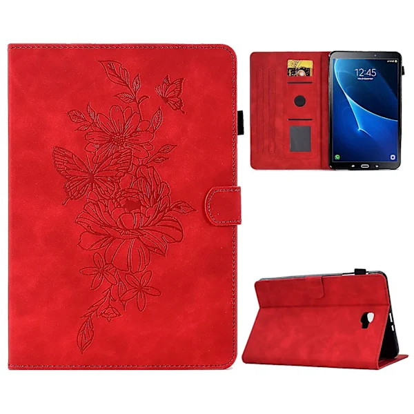 For Samsung Tab A 10.1 T580/T585 (2016) Embossed Flatbed Red Samsung Galaxy Tab A 10.1 (201