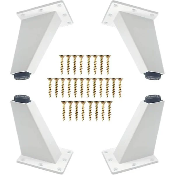 4 Möbelfötter, Aluminium Metall Oblique Möbelfötter, Ersättning för Soffben, Vit, 80 mm
