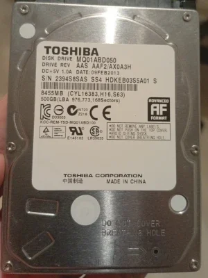 Toshiba 500GB 2.5" hårddisk