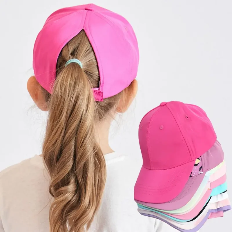 AliExpress - Heißer Hohe Pferdeschwanz Kinder Hut Baseball Kappe Für Mädchen Jungen Reise Sonnenhut Einstellbar Kinder Schirmmützen Hohl Zurück 