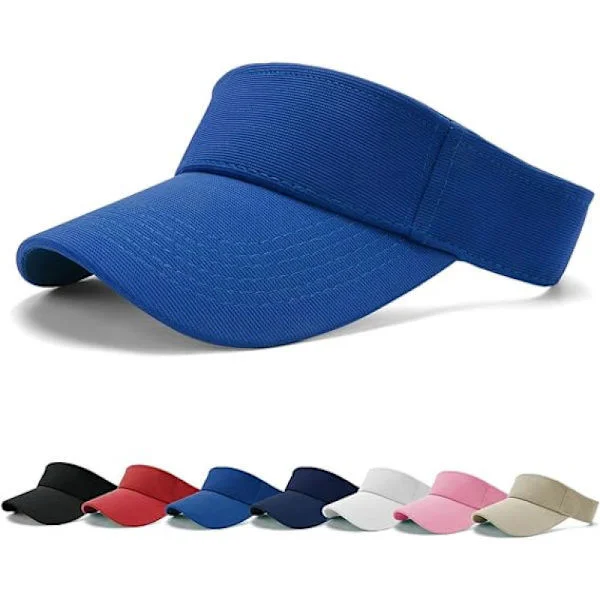 Solskärm keps - Dam ponnysvans tennis keps, sport utomhus vanlig skärm keps, justerbar twill golf tennis skärm hattar för män Khaki