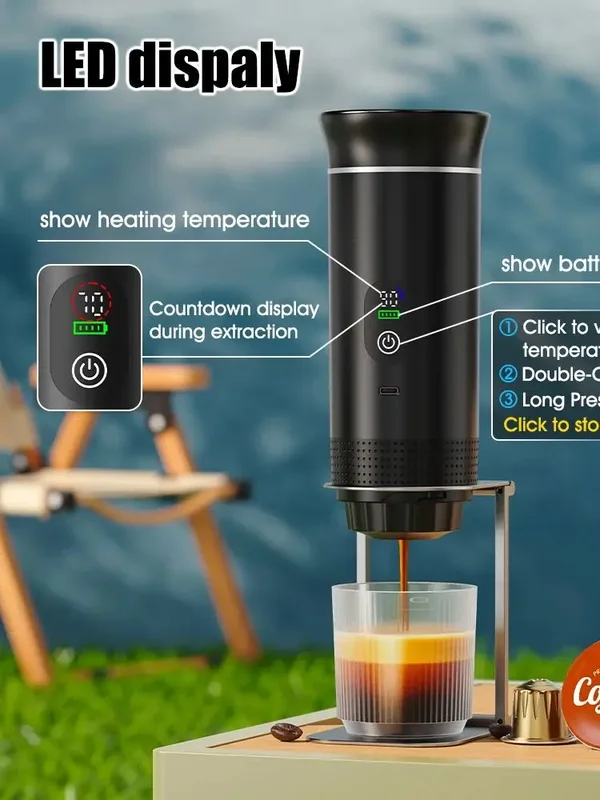 AliExpress - DENOKIN 3-in-1 Kapsel-Kaffeemaschine Tragbare Espresso-Kaffeemaschine mit Digitalanzeige für Auto & Zuhause Camping-Kaffeemaschine