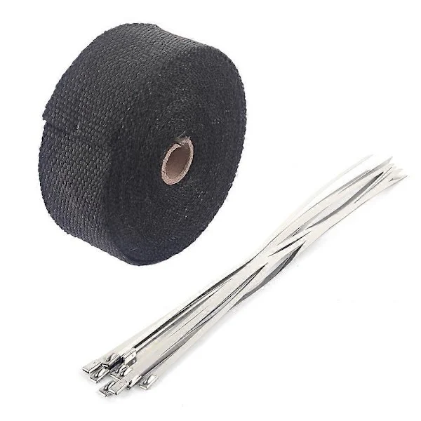 10 m Performance Avgasbandage Grenrör Downpipe med 10 buntband
