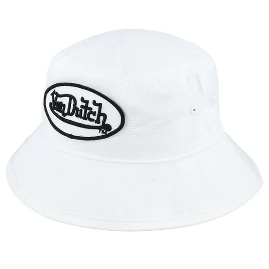 Von Dutch - Hvid bucket Hat - Oval Patch White Bucket @ Hatstore
