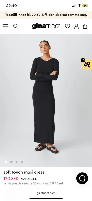 Svart och långärmad maxiklänning Gina Tricot