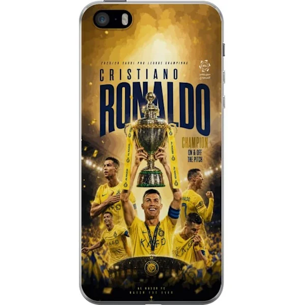 Kompatibel Mobilcover til Apple iPhone SE (2016) Cristiano Ronaldo med trofæ og gylden fodbolddesign til fans og sportsentusiaster