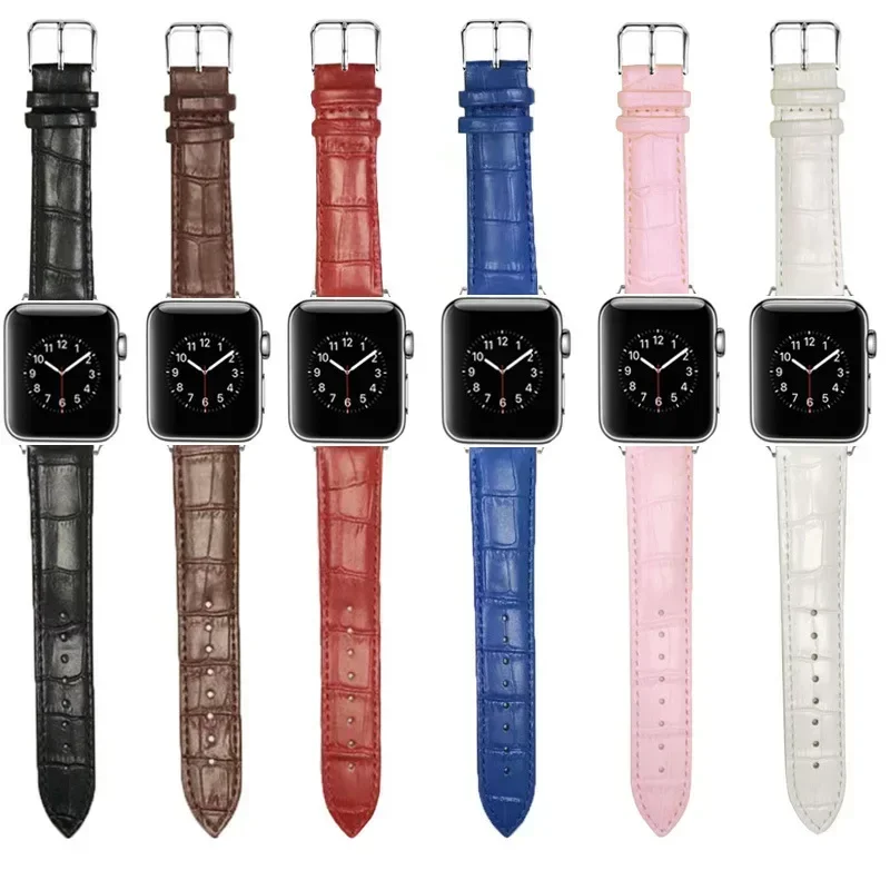 AliExpress - Lederarmband für Apple Watch Band 45 mm 49 mm 44 mm 40 mm 41 mm 42 mm Krokodilarmband Armband iWatch Serie 8 Ultra 7 SE 5 3 6 4