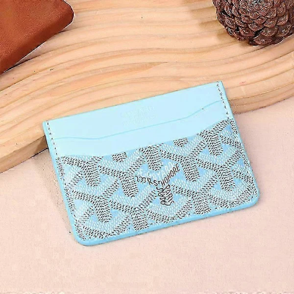 Mini PU Leather ID Card Holder Coin Purse Women Men Business Card Case Bank Credit Card Case Slim Card Case LightBlue