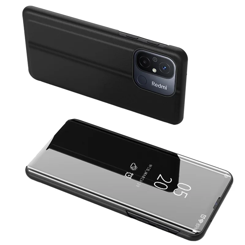 Clear View Asia kansi Xiaomi Redmi 11A / Poco C55 / Redmi 12C flip tapauksessa musta