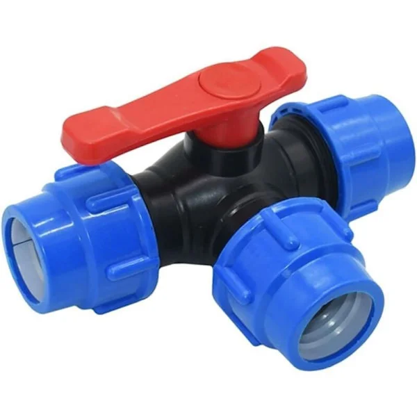 Avstängningskulventil, 25 mm trevägs kulventil snabbkoppling PVC PE-rör snabbkoppling T-koppling (Storlek: 25 mm)