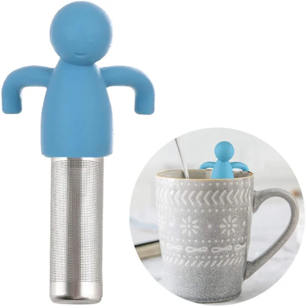 Te-infuser, söt lös te-sil, finmaskig tebollssil och diffusor i rostfritt stål med silikonlock, för tekoppar och muggar.