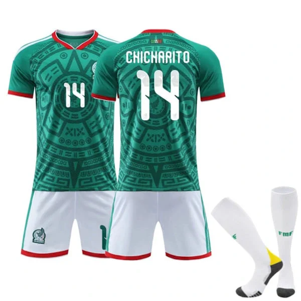 VM 2026 Mexico Hjemme Nr.14 Chicharito Fodboldtrøje Shorts Sæt - Fodboldtøj til Drenge Piger Unge Mænd Fans Træningsgave 28