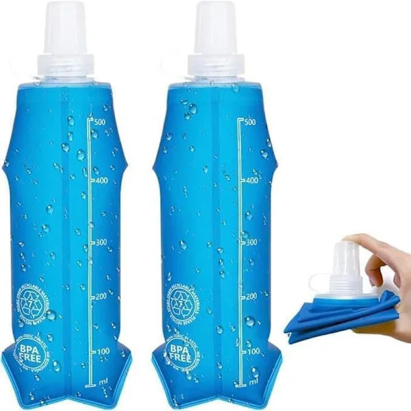 2-pack, MJUK FLASKA 500 ML, mjuk vattenflaska för vätskebälte