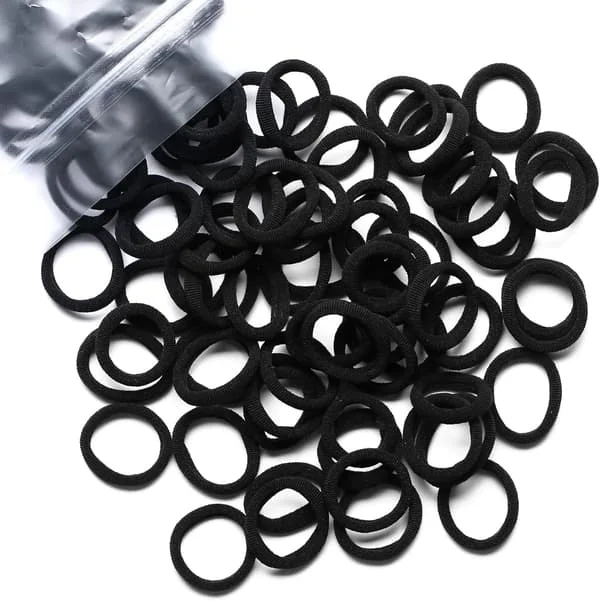 WANBY Hårband 100 st Mini Sömlösa Svarta Hårband Mjuka Elastiska Hårbandshållare Hårband för Flickor Småbarn 100 st