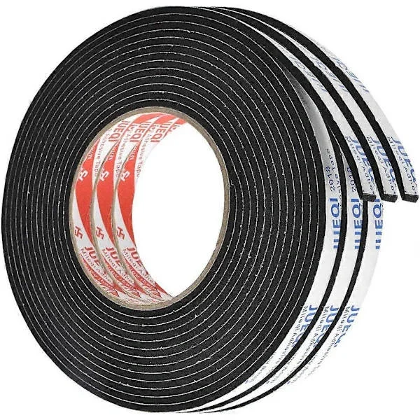 3 stk. Skumtape Dobbeltklæbende Svampetape 3mm 10mm 10m Selvklæbende Tape Sort Kraftig Vandtæt Tape Udendørs Brug Indendørs Tætningstape Vindue