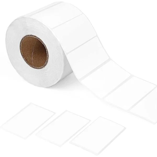 Etikettvals, självhäftande etiketter vita klisteretiketter tomma etikettdekaler för kontor, kök, laboratorium (1000 st 60 * 30 mm)
